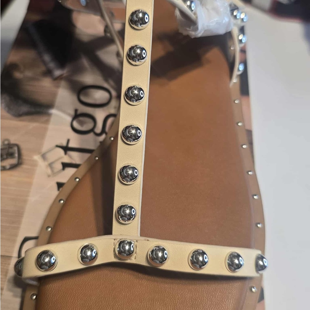 Studded Cream Sandals - Picture 7 of 10